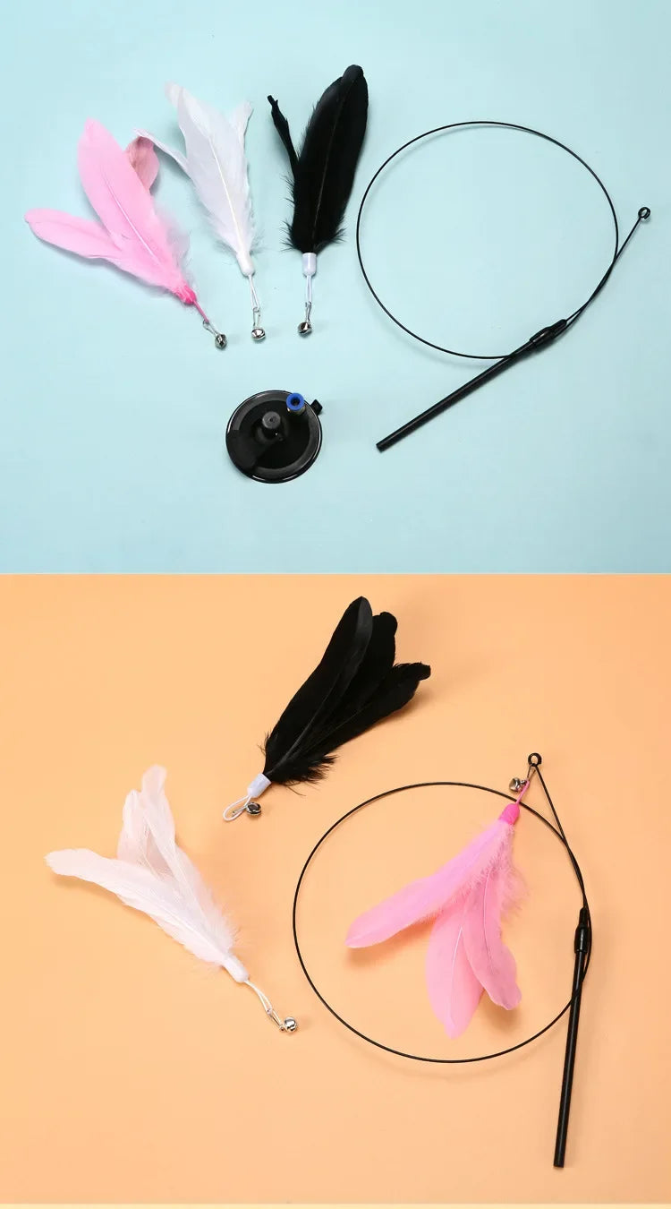 Premium Cat Teaser Wand With Bell And Replaceable Feather by PawHaven