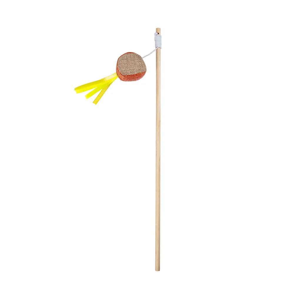 Teaser Cat Toy with Ball, Interactive Wand for Exercise and Play, Dangly Feathers and Catnip for Mental Stimulation by PawHaven
