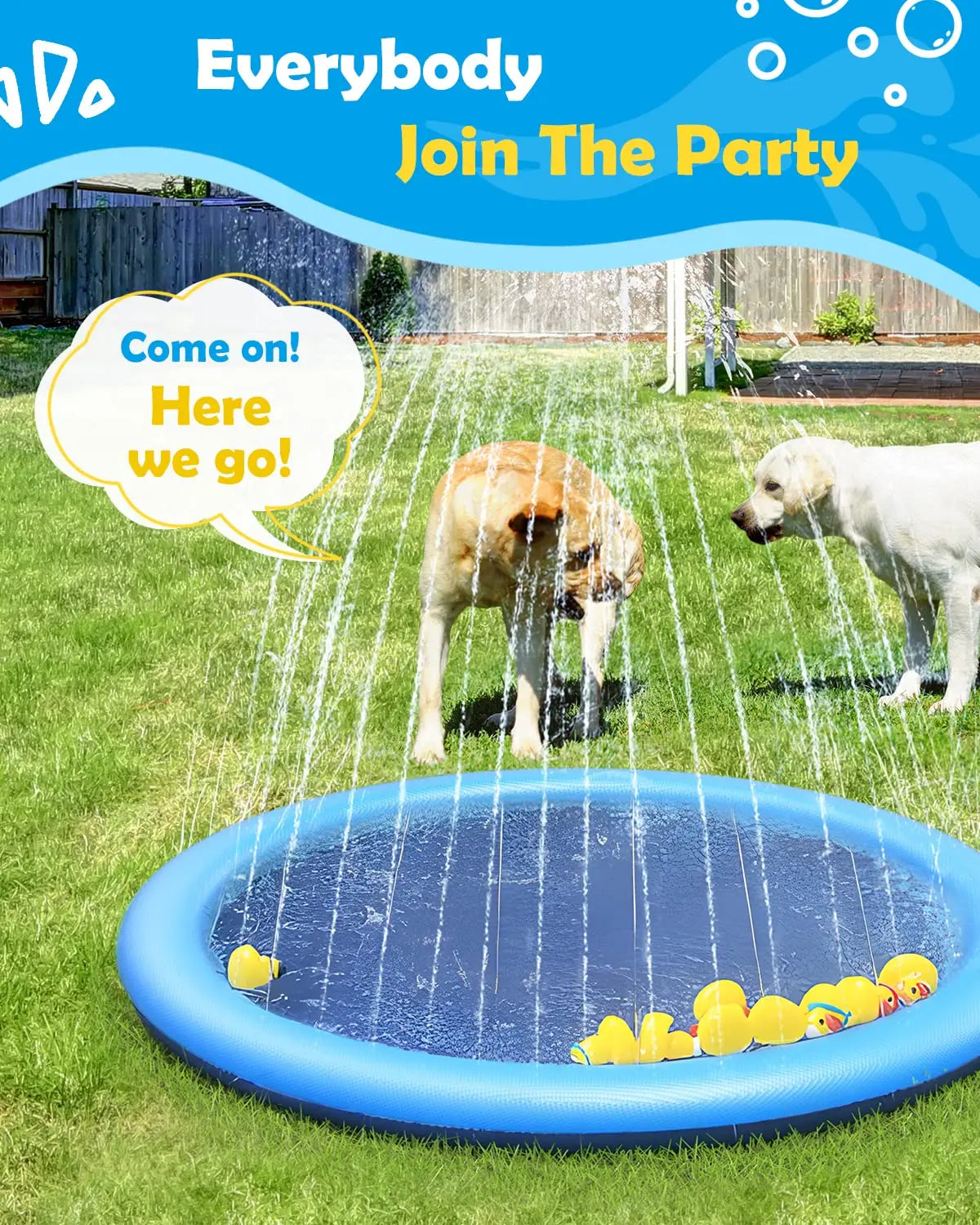 Dog Splash Pad Thick Sprinkler Pool Toy Anti-Slip Outdoor Summer Sprinkler Water Toy for Backyard Fountain Play Mat for Children by PawHaven