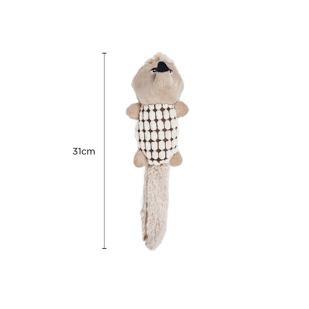 Animal Plush Toy Hedgehog, Soft Squeaky Dog Toy with Long Floppy Tail for Tug, Chewing and Comfort Play by PawHaven