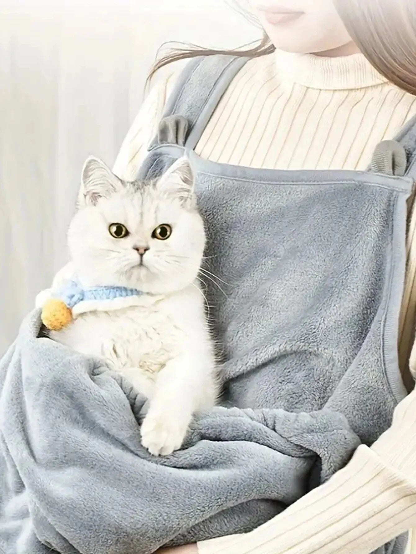 Cozy Pet Carrier Apron For Small Cats And Dogs - Perfect For Outdoor Winter Travel - Features Hanging Chest Bag And Cat Sleeping by PawHaven