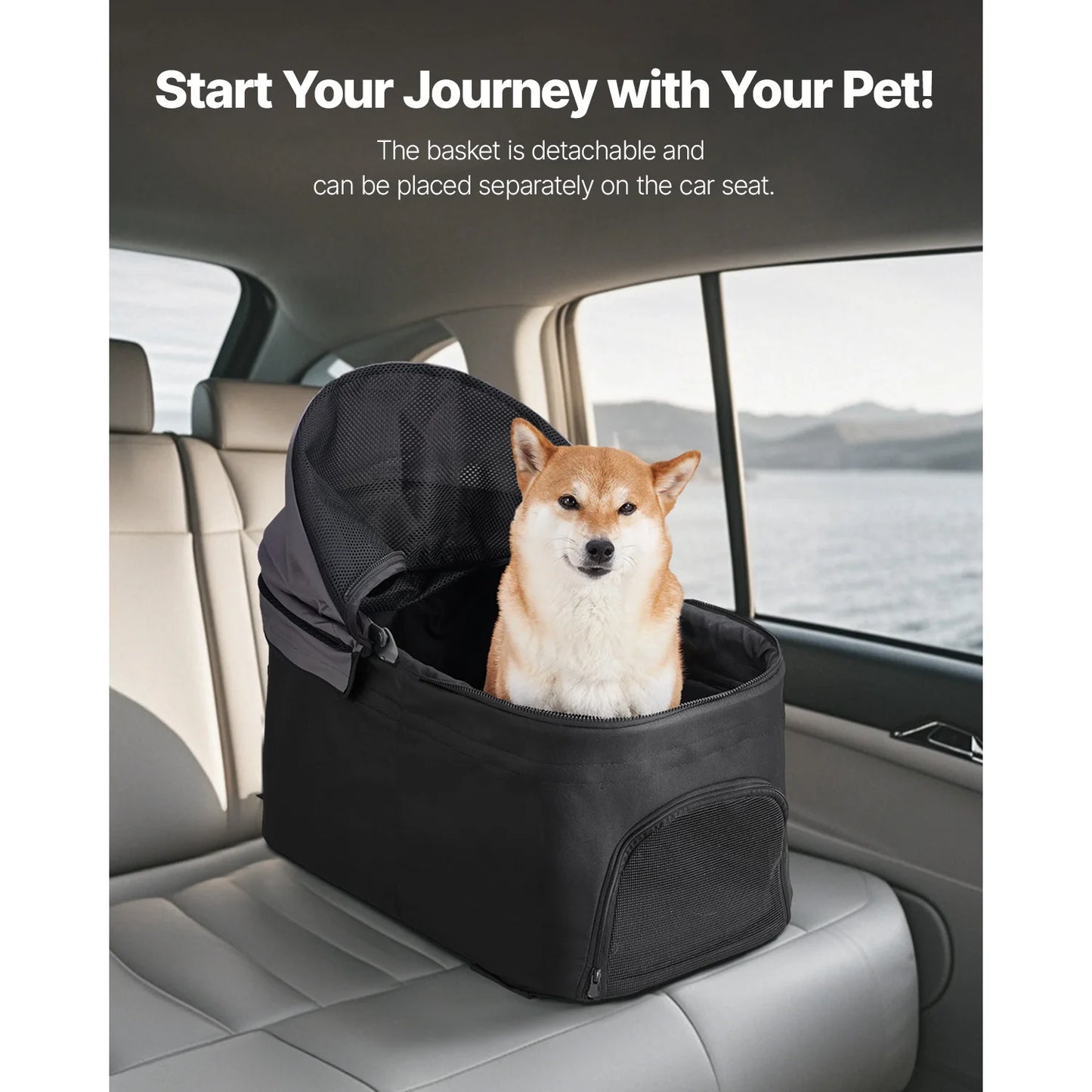 SucceBuy Pet Stroller 35 lbsDog Stroller Cart 4 Wheels Cats Pram w/Carrier & Mesh Animal Carrier w/Brake Small to Medium Pet by PawHaven