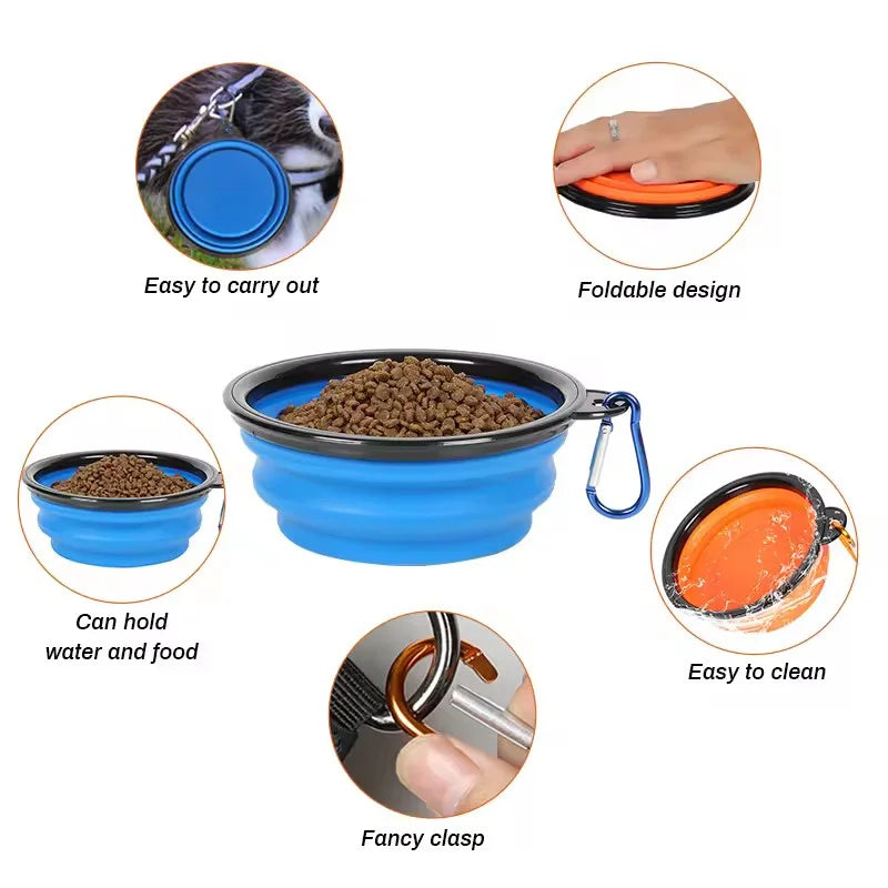 Portable Collapsible Silicone Dog Bowl Pet Food Water Feeding Dish Outdoor Camping Hiking Travel Bowl For Cats Puppies Equipped by PawHaven