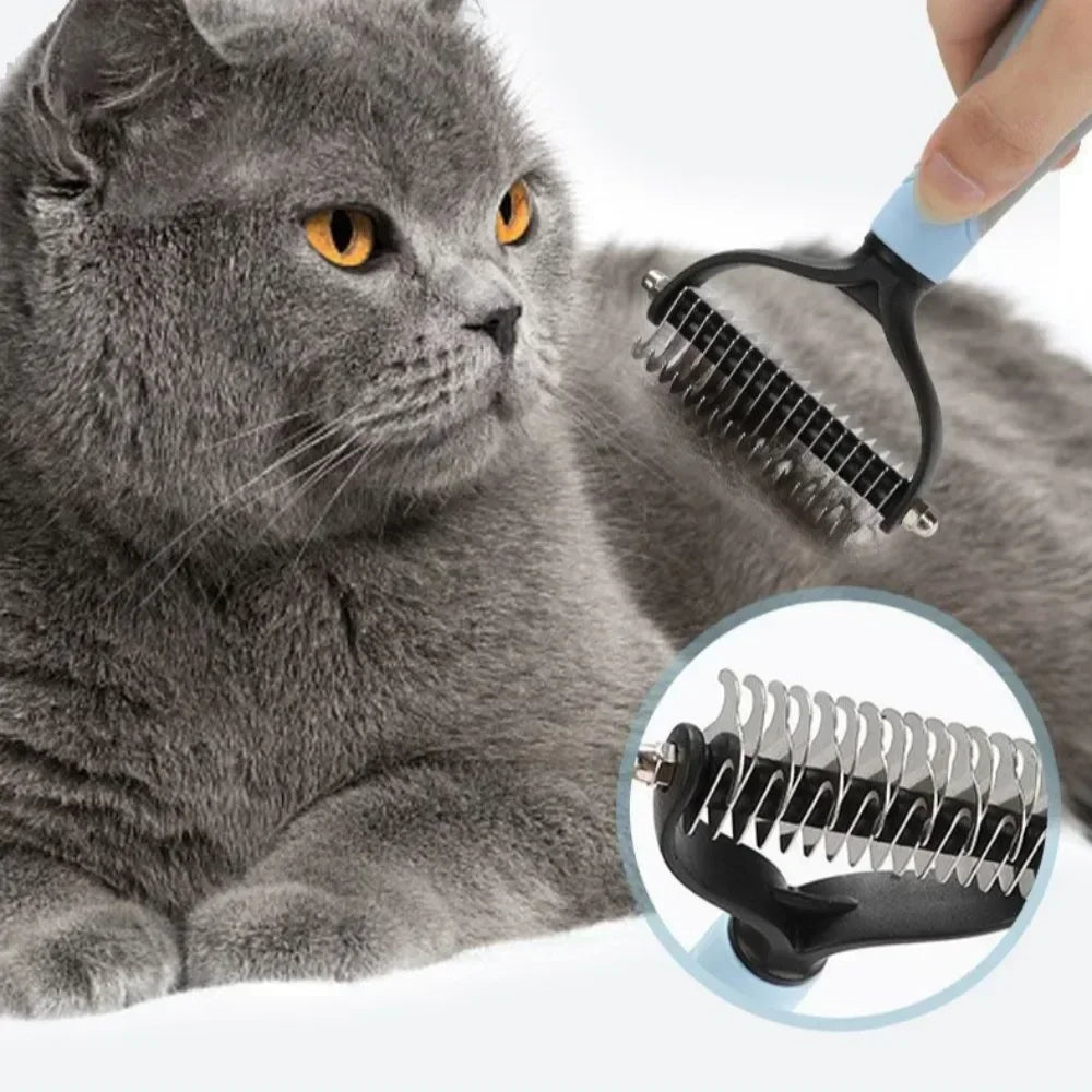1pc Stainless Steel Dual Sided Pet Comb, Dog Cat Tangle Remover Brush, Portable Grooming Accessory for Household Pets by PawHaven