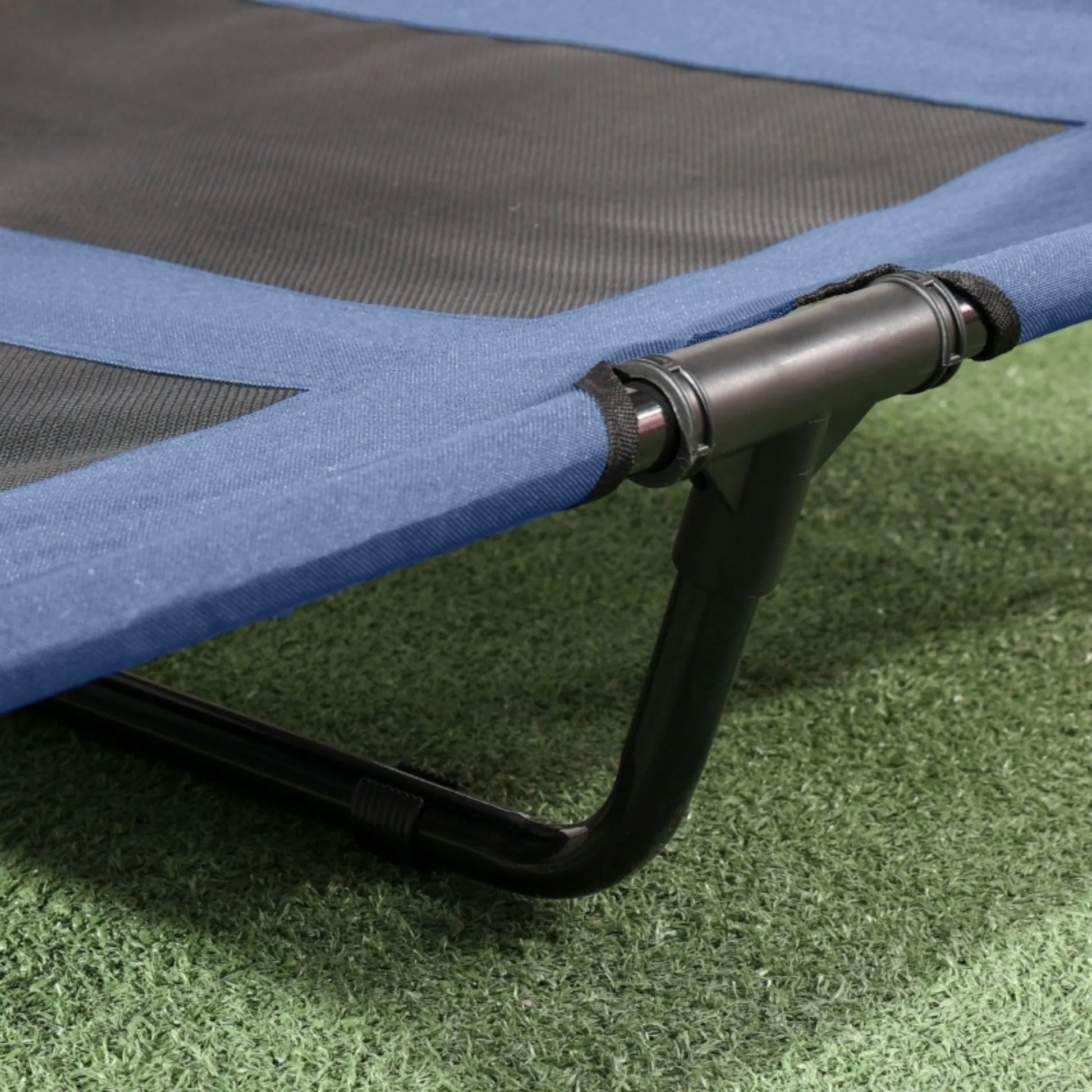 Raised Dog Bed Waterproof Elevated Pet Cot with Breathable Mesh UV Protection Canopy Blue, for Large Dogs, 92 x 76 x 90cm by PawHaven