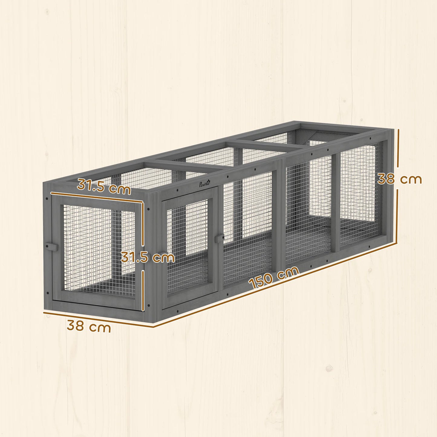 PawHut Outdoor Cat Tunnel, Wooden Extendable Pet Run, for Kitty, Puppy, Grey by PawHaven