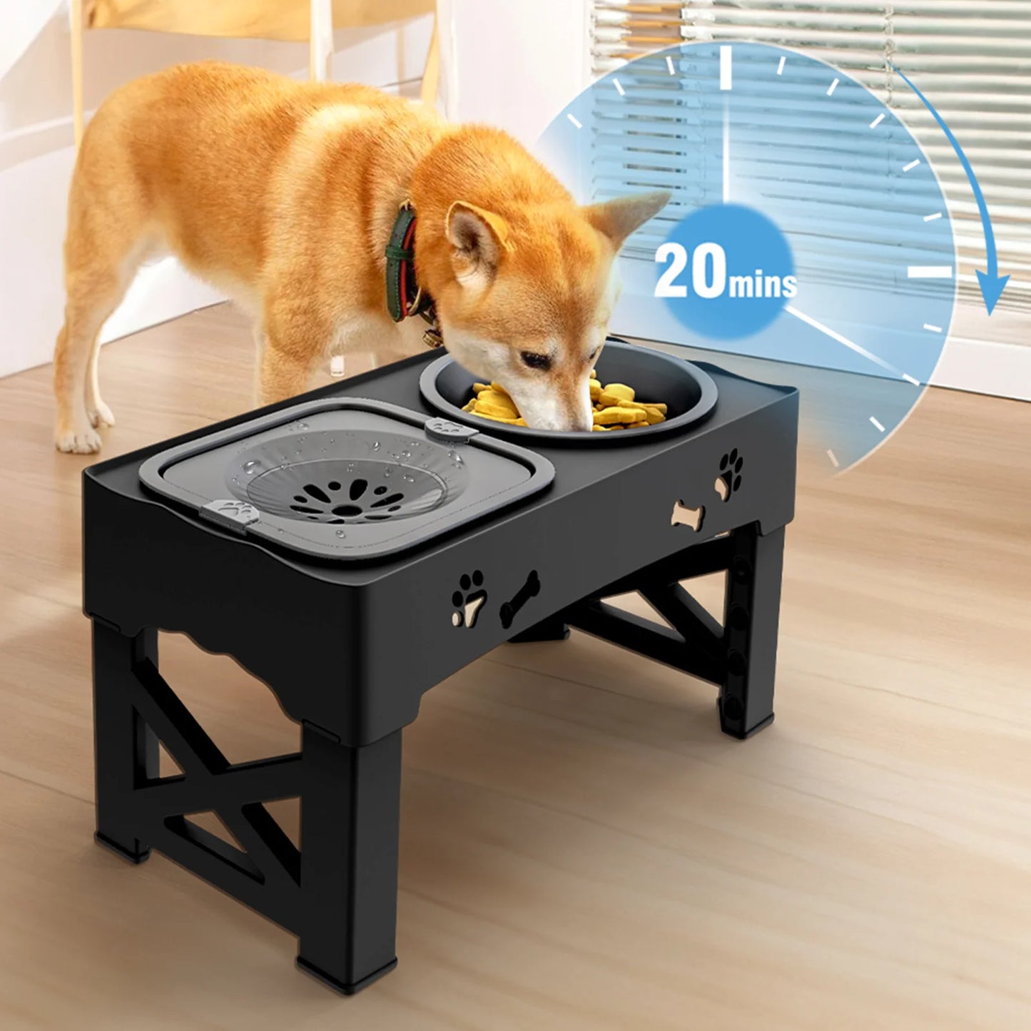Raised Dog Bowl Stand for Cats and Dogs Pet Feeder Bowls Double Feeder High Stand for Small Medium and Large Dogs Cats by PawHaven
