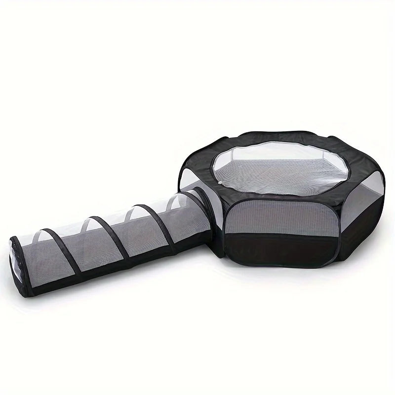 2-Piece Cat Tunnel & Play Mat Set - Foldable, Interactive Pet Toy ForCats And Dogs - Durable Polyester by PawHaven