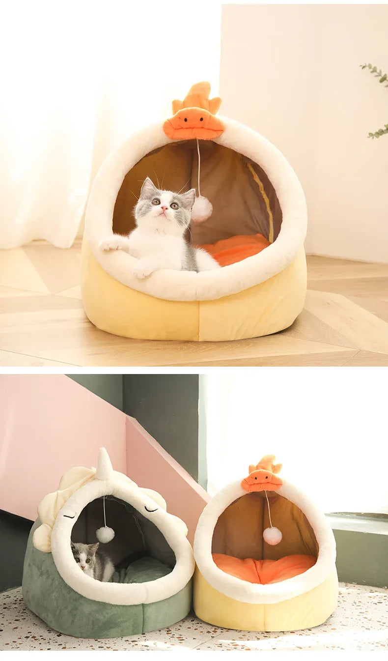 Cat Pad Bed Sweet Soft Warm Pet Basket Cozy Kitten Lounger Cushion Pet House Tent Small Dog Mat For Washable Cats winter Beds by PawHaven