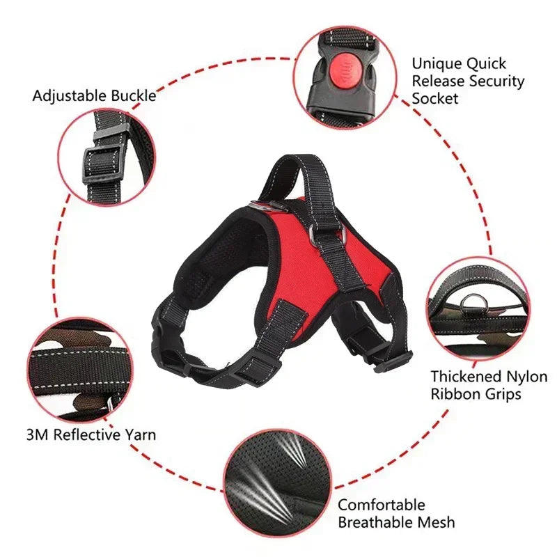 Adjustable Dog Harness Pet Large Dog Walk Out Harness Vest Collar for Small Medium Large Dogs Pets Accessories by PawHaven