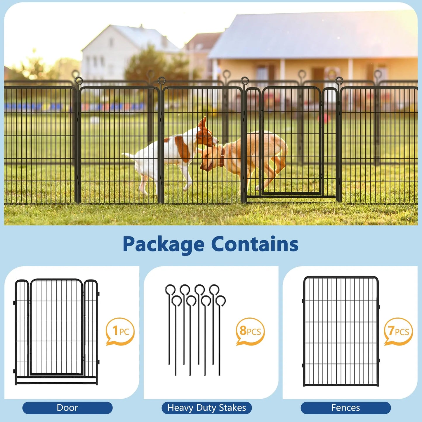 Heavy-Duty 8 Panels Dog Playpen Indoor & Outdoor Pet Exercise Pen with Door Rust-Proof Iron Metal Fence Dog Playpen for Puppies by PawHaven