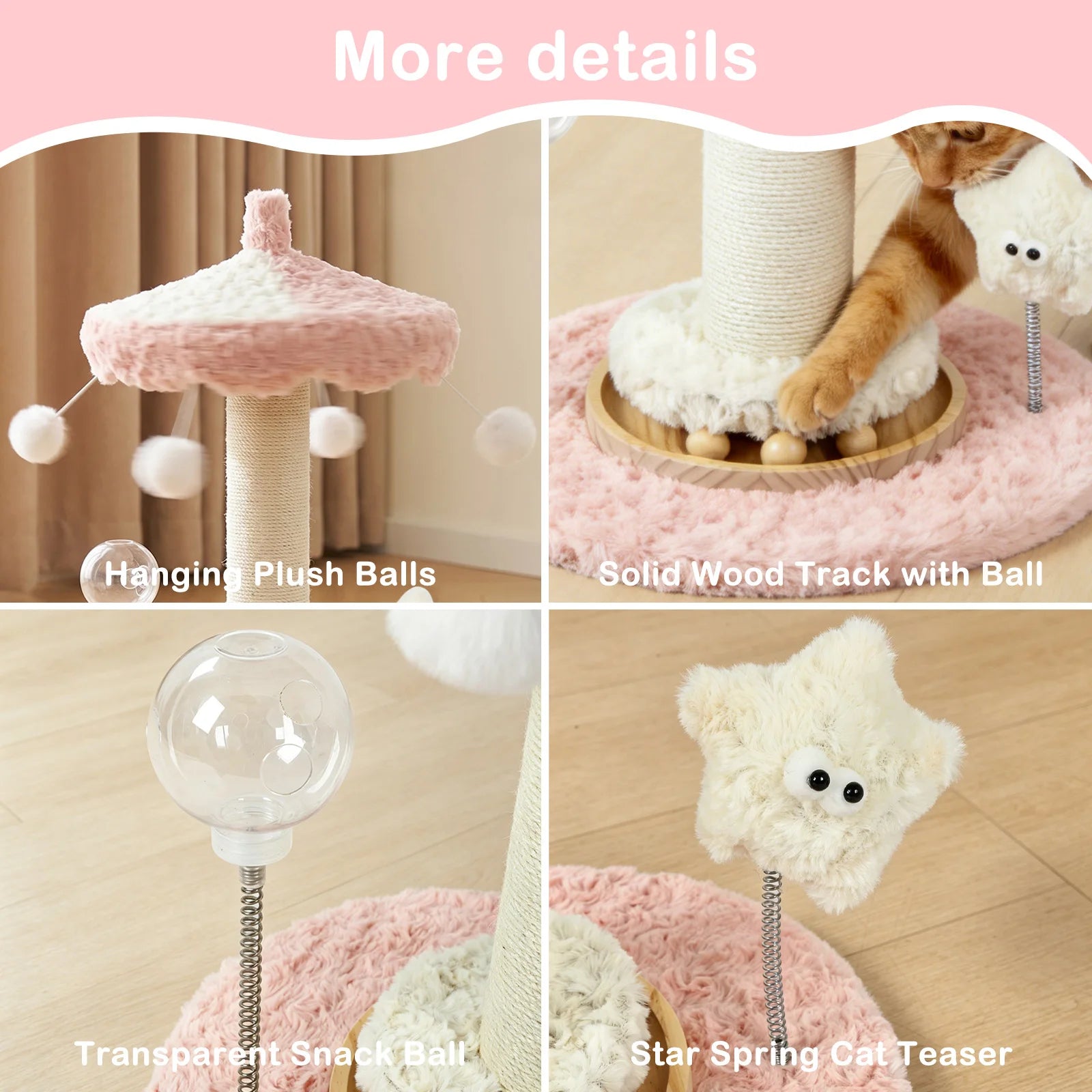 Carousel Cat Scratcher Tower 61cm Sisal Rope Scratching Post With Plush Top Interactive Climbing Toy For Indoor Kittens Cats by PawHaven