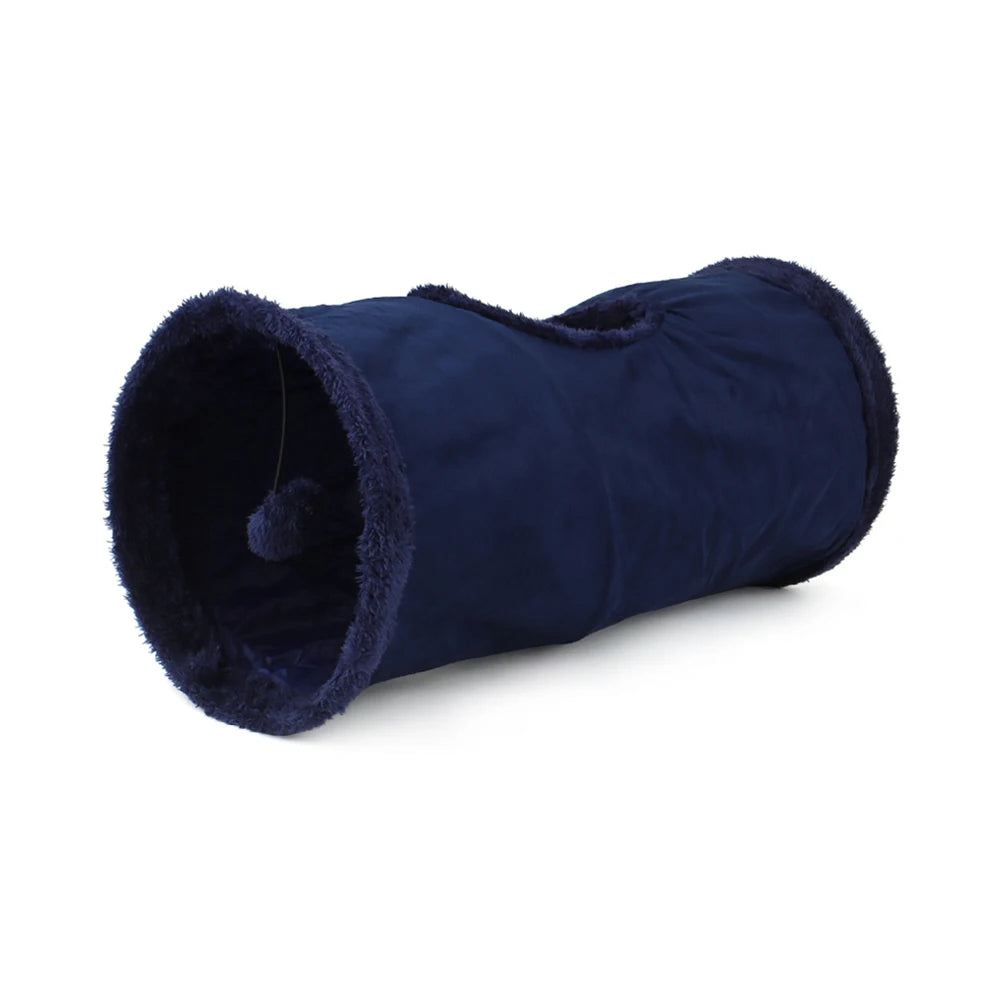 Tunnel Cat Toy Puppy Plush Ball Pet Toy Tent Tunnel Tube Storage Foldable Suede Cat Channel Drill Bucket by PawHaven