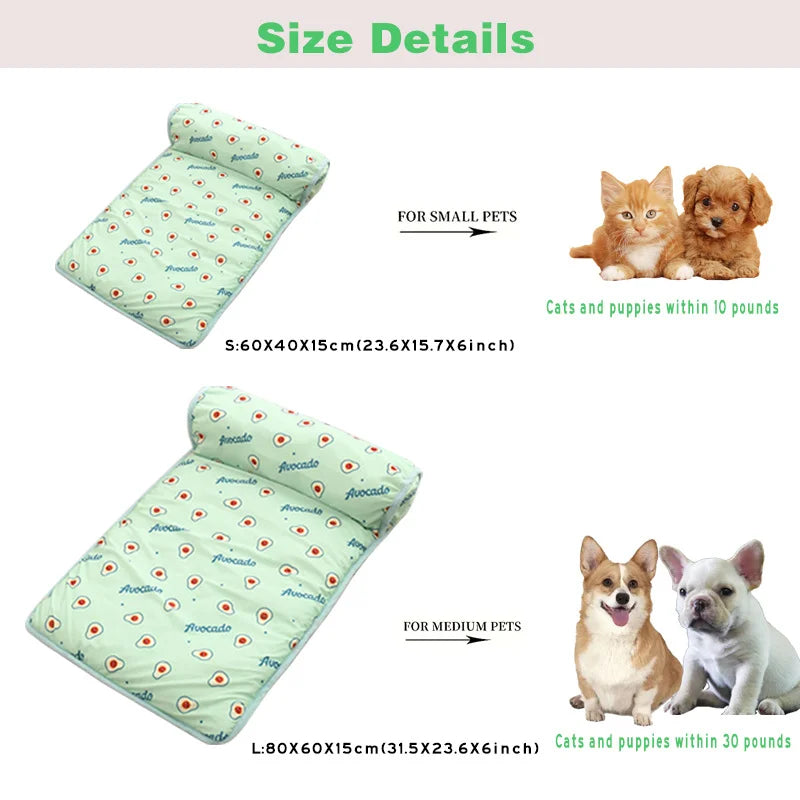 Summer Pet Ice Pad Cooling Mat Ice Silk Cushion Non Slip Washable Anti Heat Dog Cat Bed Portable Cool Rest Mat Summer Heat Relie by PawHaven