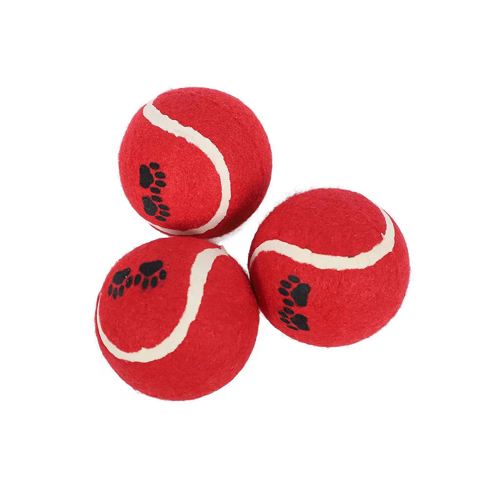 Red Tennis Balls Dog Toys 3 Pack, Durable Interactive Fetch and Chew Play for Dogs Puppies by PawHaven