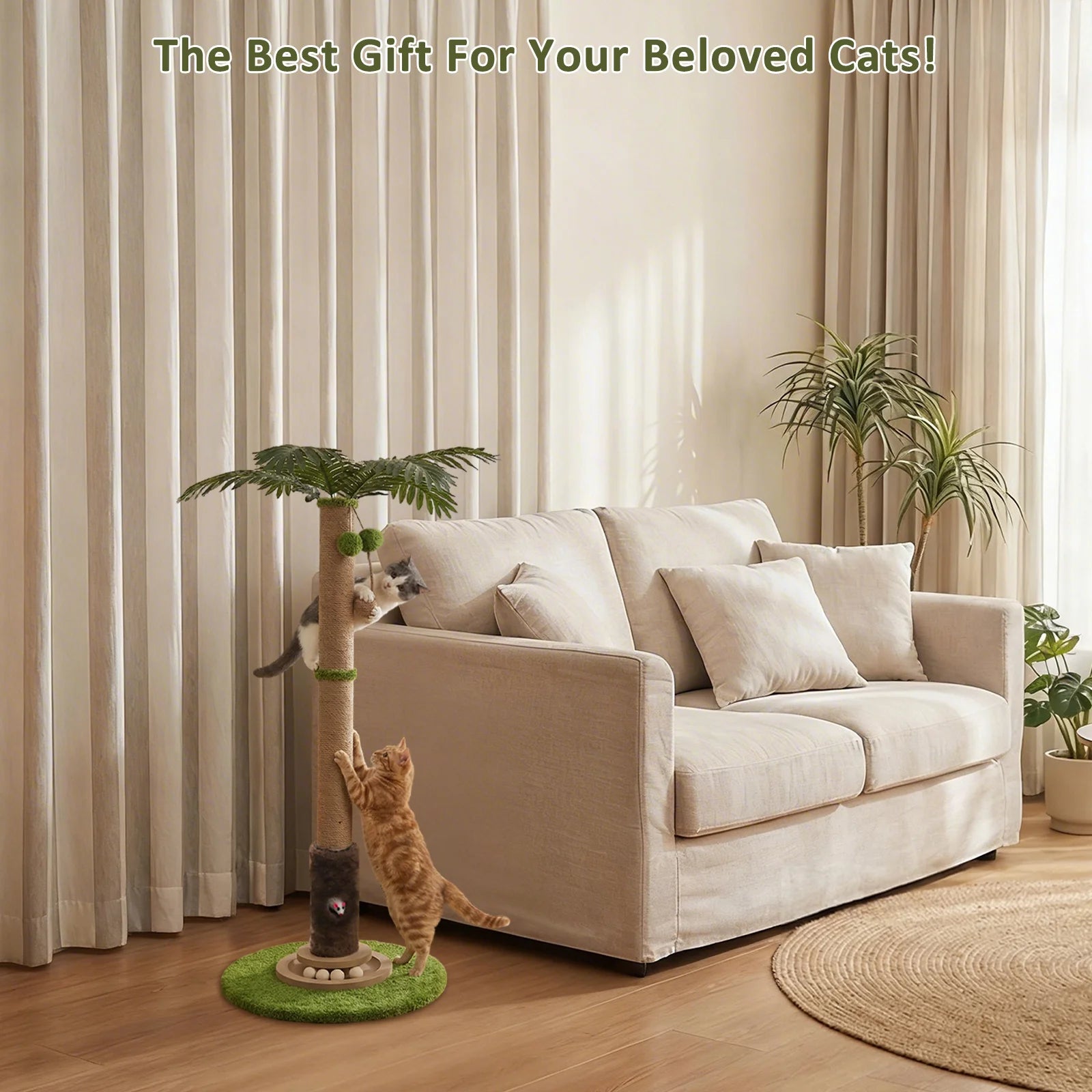 Premium Sisal Tree Cat Scratcher With Toys by PawHaven
