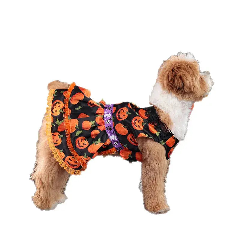 Halloween Dog Dress for Small Medium Large Dogs Pumpkin Pet Costume Party Outfit by PawHaven