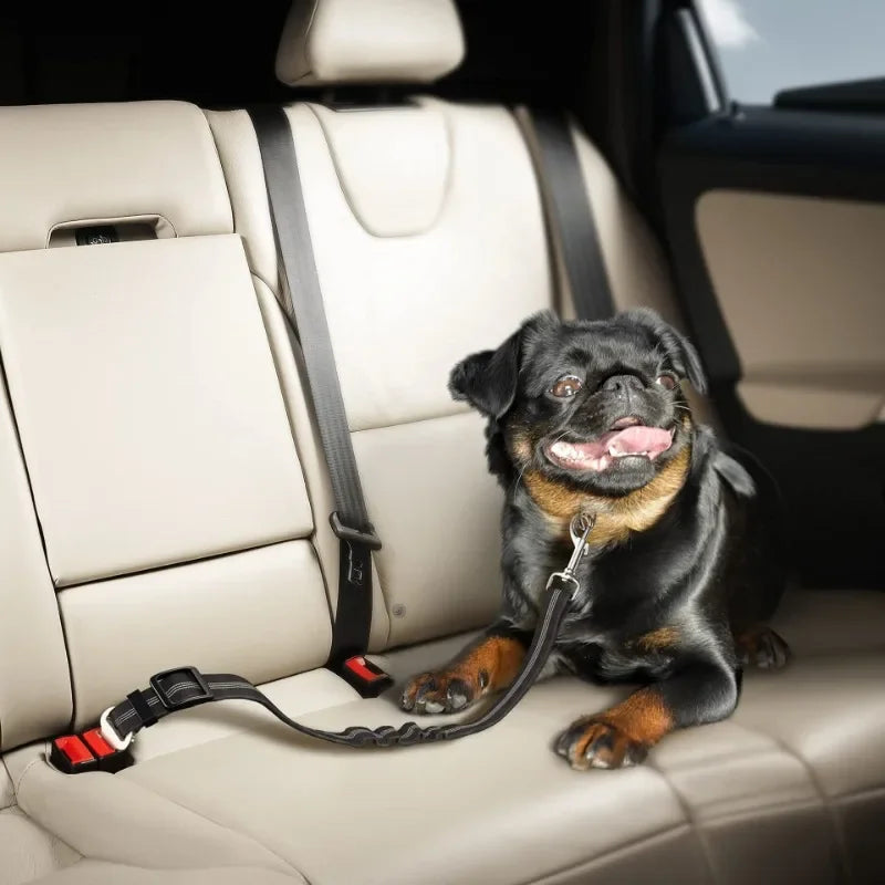 1pc Reflective Dog Car Tether, Durable Nylon Seat Belt Harness, Adjustable Pet Travel Strap for Vehicle Riding Safety by PawHaven