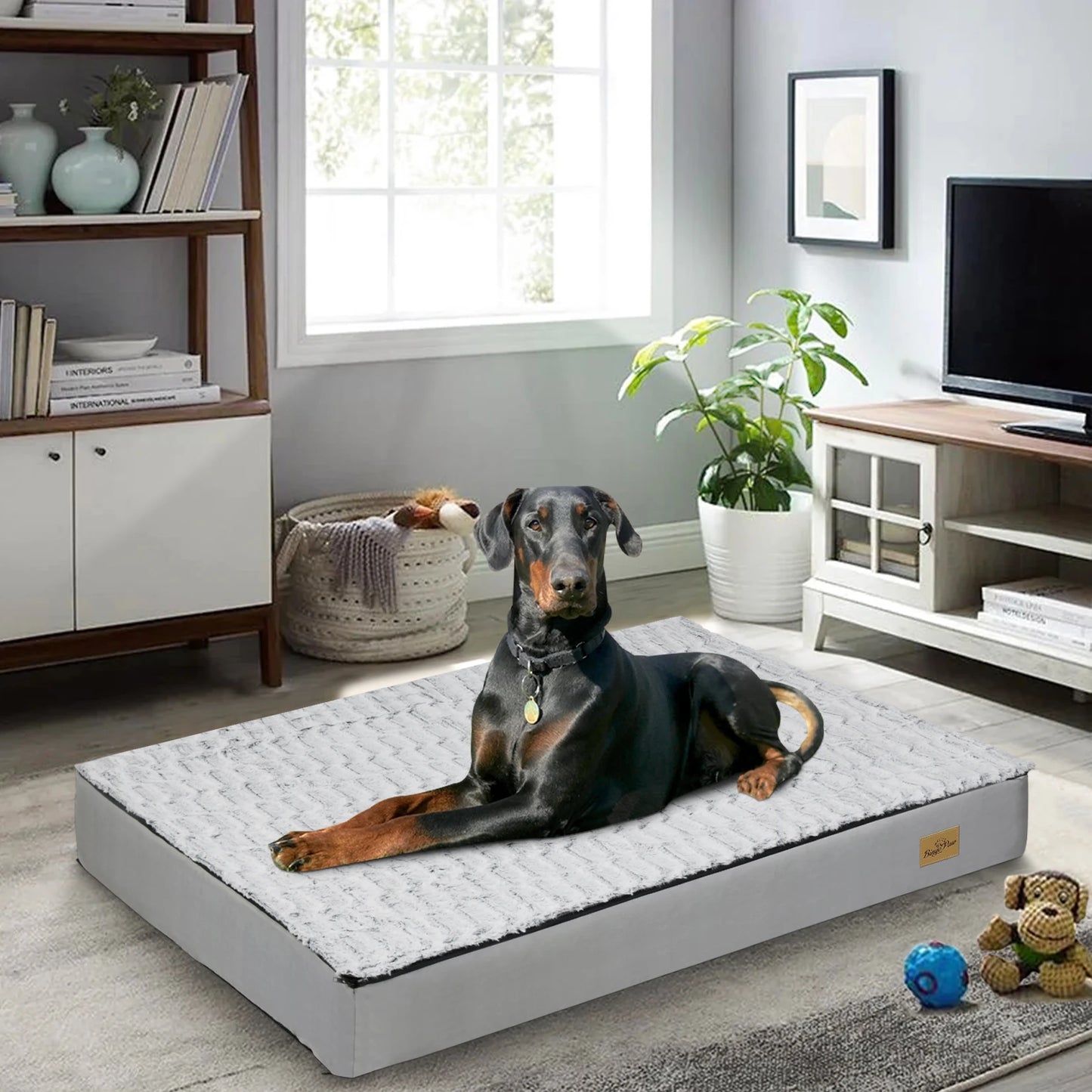 L-3XL Dog Bed Orthopedic Pet Calming Bed Soft Sponge Foam Base Dog Crate Kennels Mat with Removable Cover by PawHaven