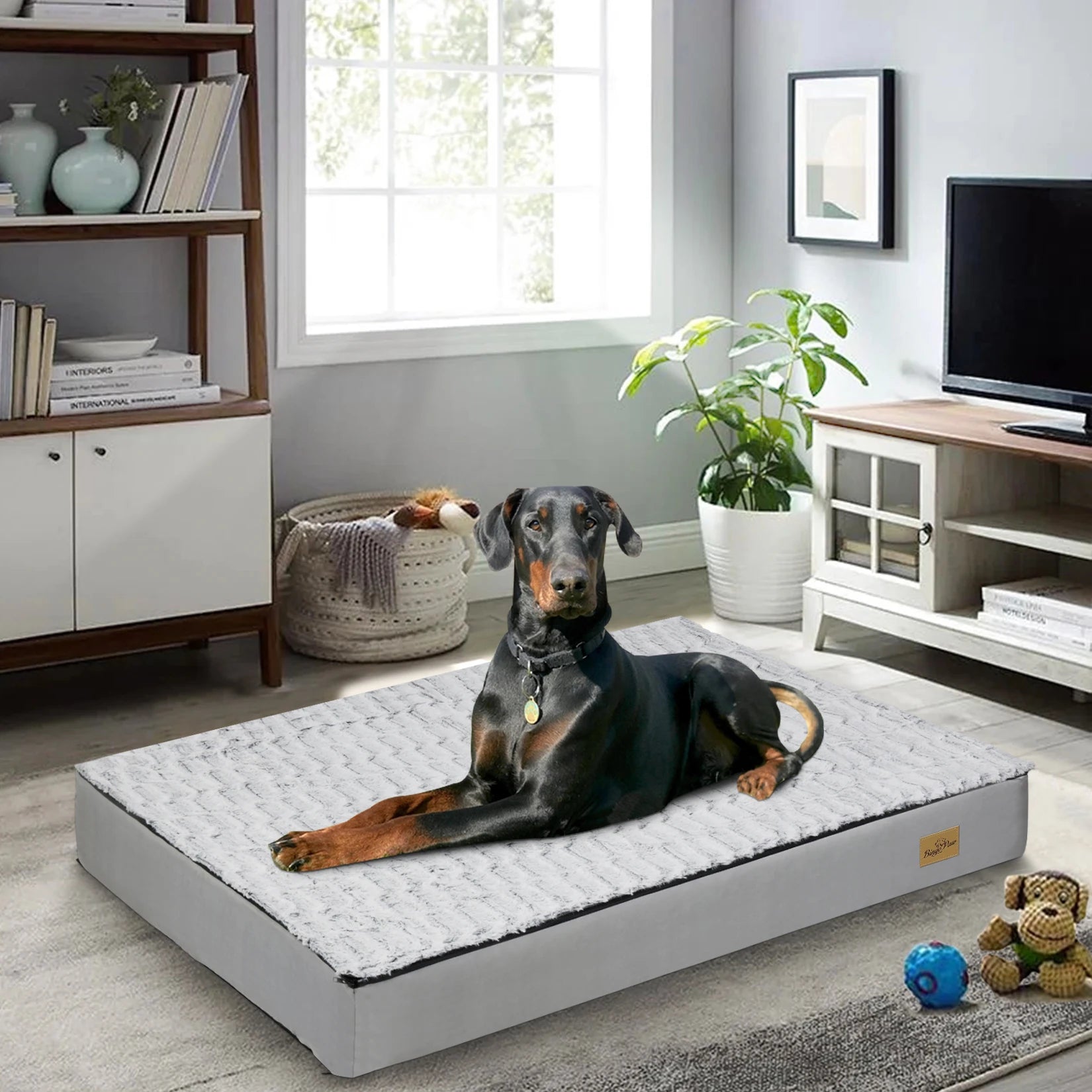 L-3XL Dog Bed Orthopedic Pet Calming Bed Soft Sponge Foam Base Dog Crate Kennels Mat with Removable Cover by PawHaven