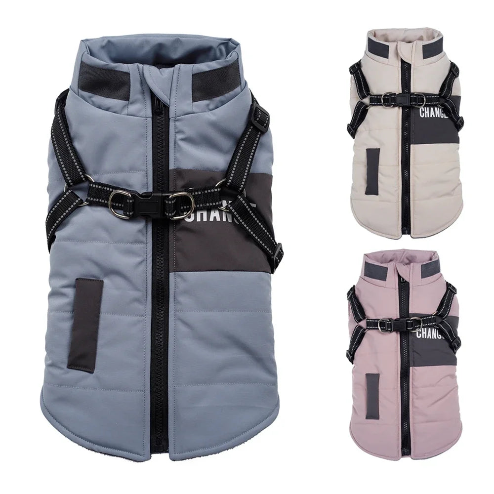 Premium Warm Windproof Dog Jacket With Dual D Rings by PawHaven
