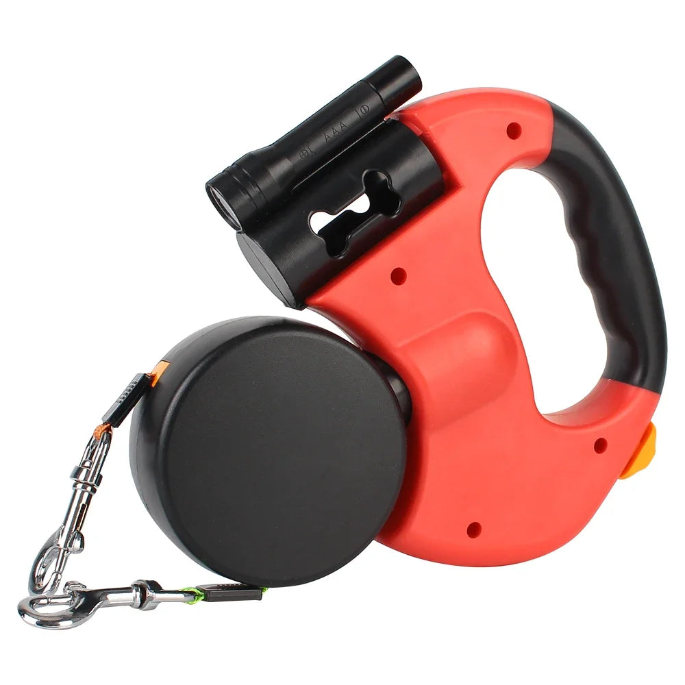 Premium Dual Dog Leash With Built In Light And Waste Bag Box by PawHaven