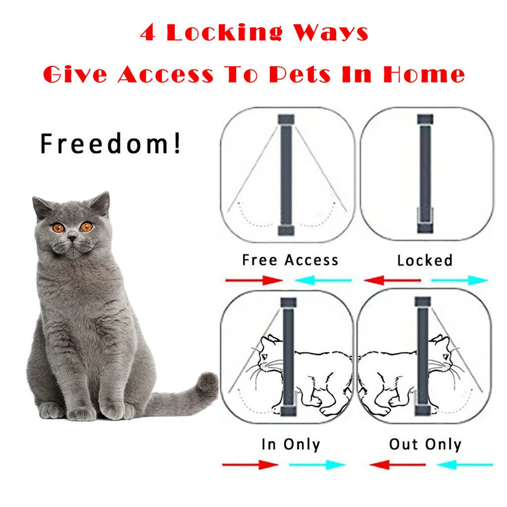 Puppy Kitten Safety In&out Pet Door with 4 Way Security Lock Dog Cat Flap Door Cat Puppy Safety Gate Pet Doors and Sliding Door by PawHaven