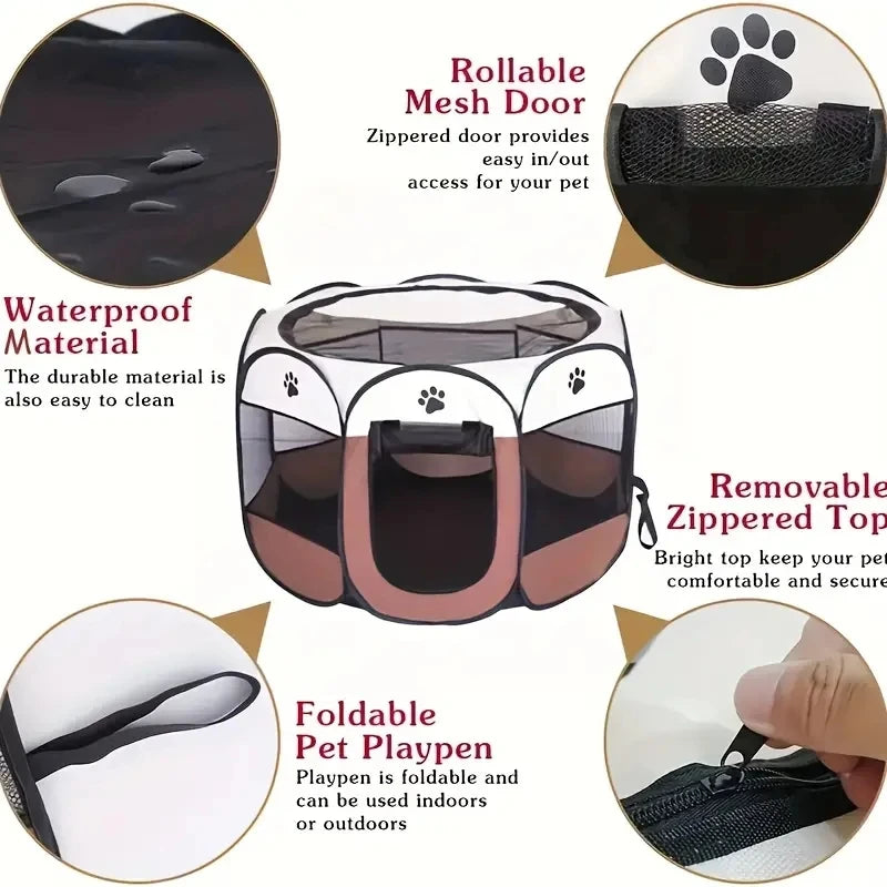 Cat maternity room octagonal pet fence Oxford cloth waterproof andscratch-resistant foldable pet tent cat nest kennel by PawHaven