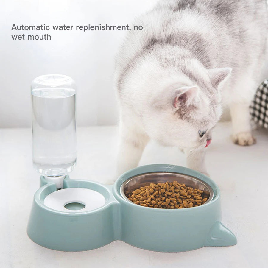 Dog Bowl, Cat Bowl, Anti-Spill Food Bowl, Automatic Feeding and Drinking Bowl Set for Pets by PawHaven