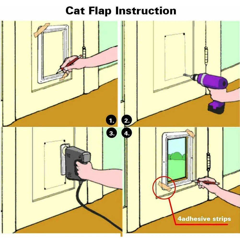 Puppy Kitten Safety In&out Pet Door with 4 Way Security Lock Dog Cat Flap Door Cat Puppy Safety Gate Pet Doors and Sliding Door by PawHaven
