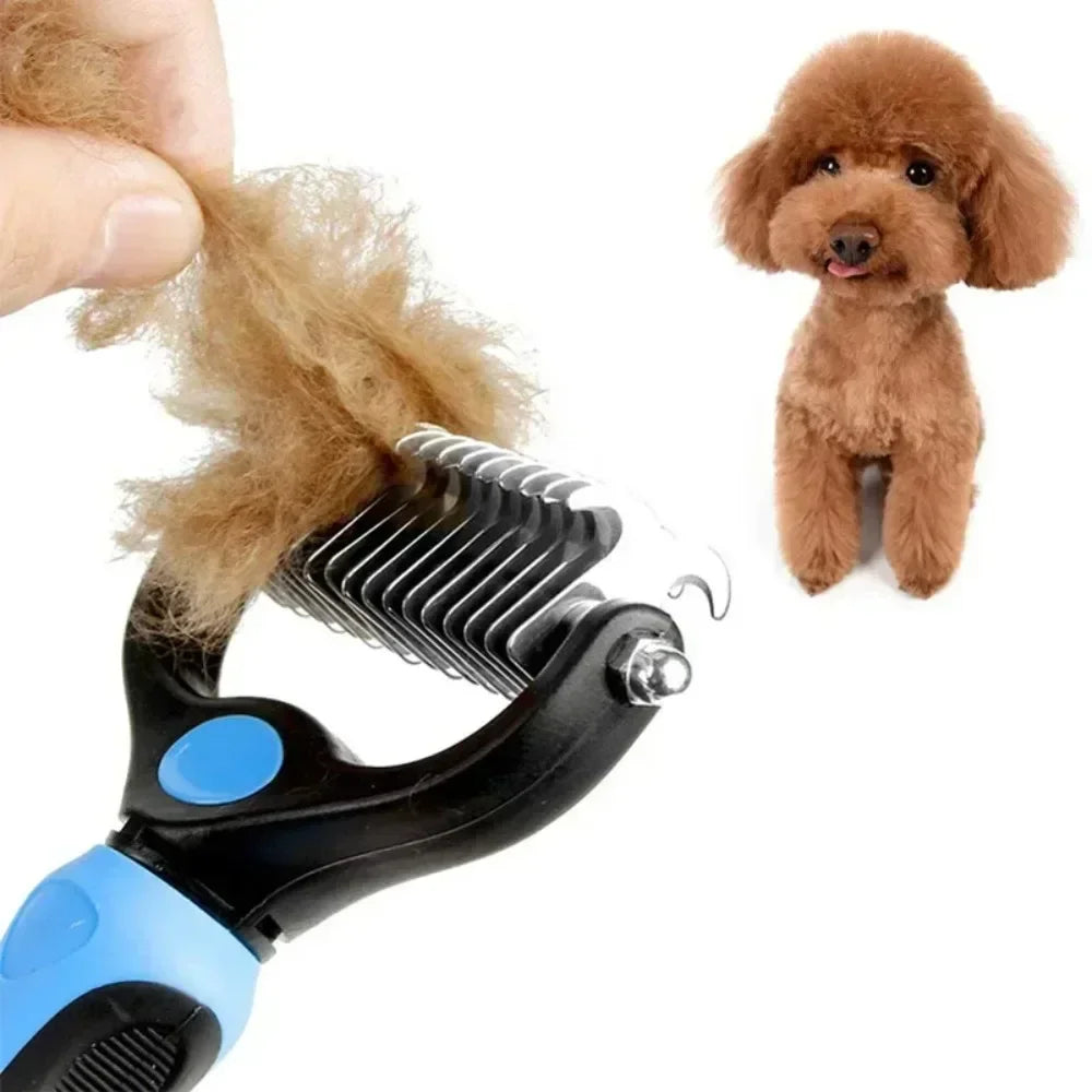 1pc Stainless Steel Dual Sided Pet Comb, Dog Cat Tangle Remover Brush, Portable Grooming Accessory for Household Pets by PawHaven