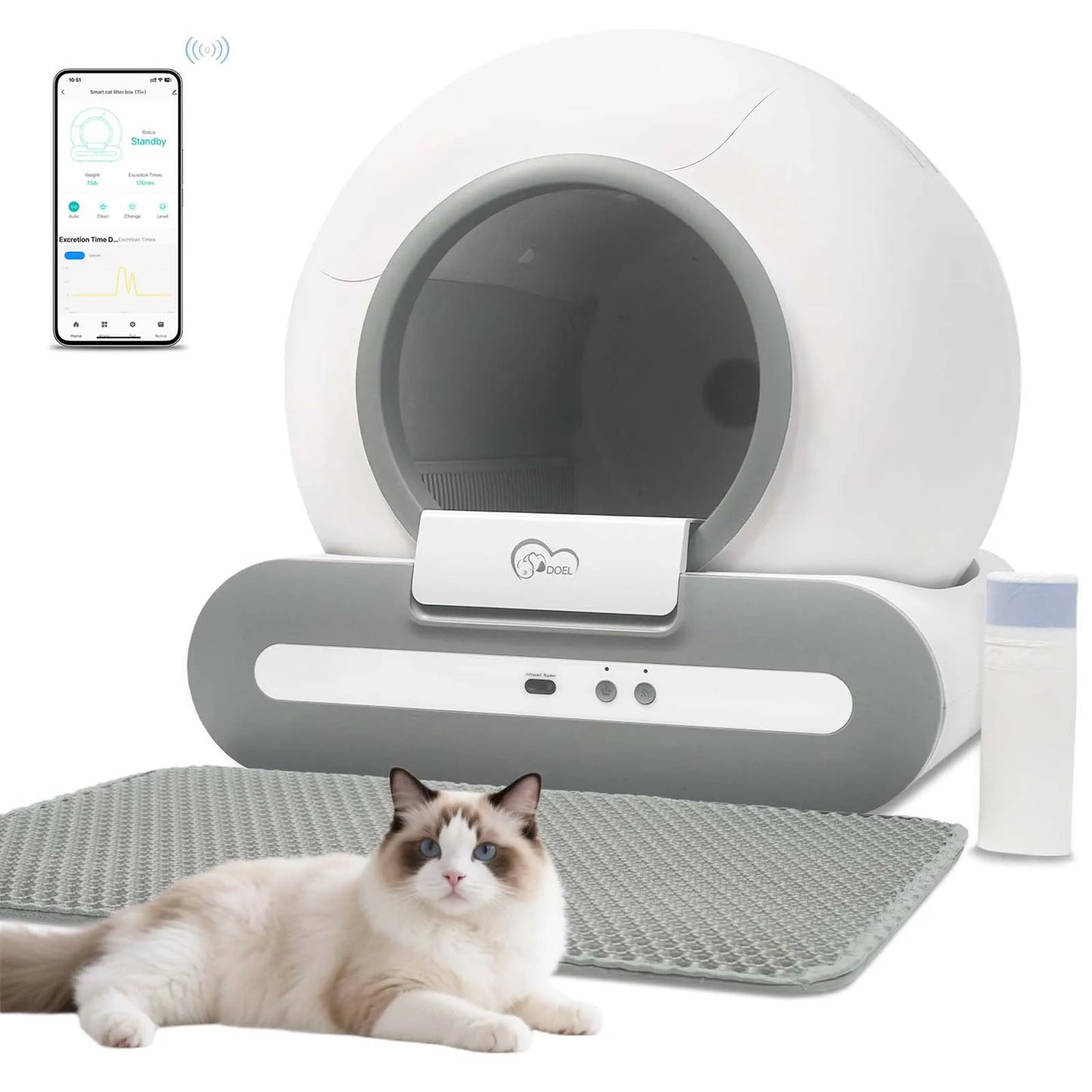 Doel 65L Self Cleaning Cat Litter Box App Control by PawHaven