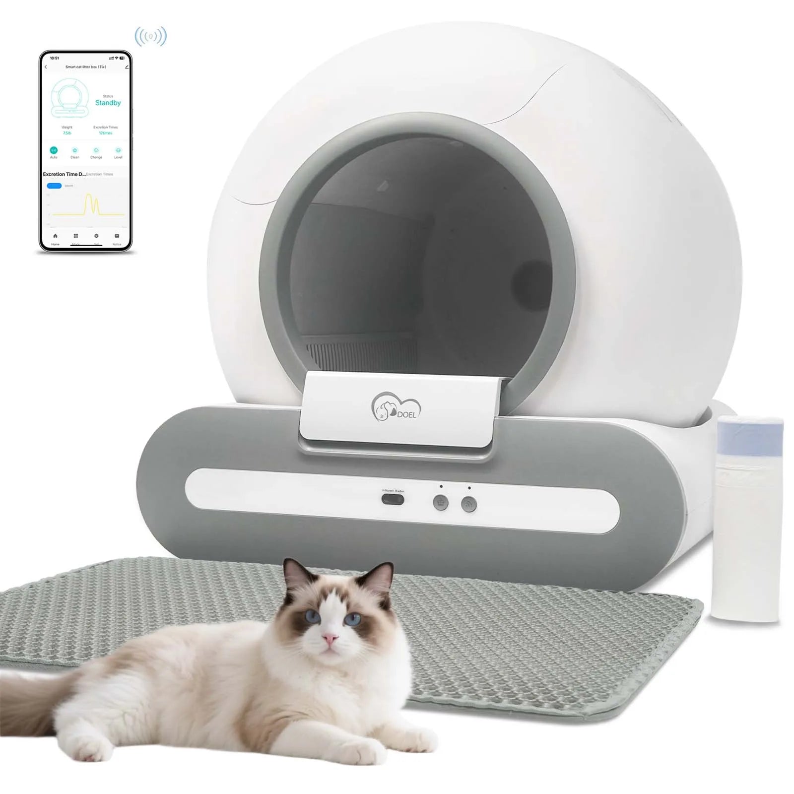 Doel 65L Self Cleaning Cat Litter Box App Control by PawHaven