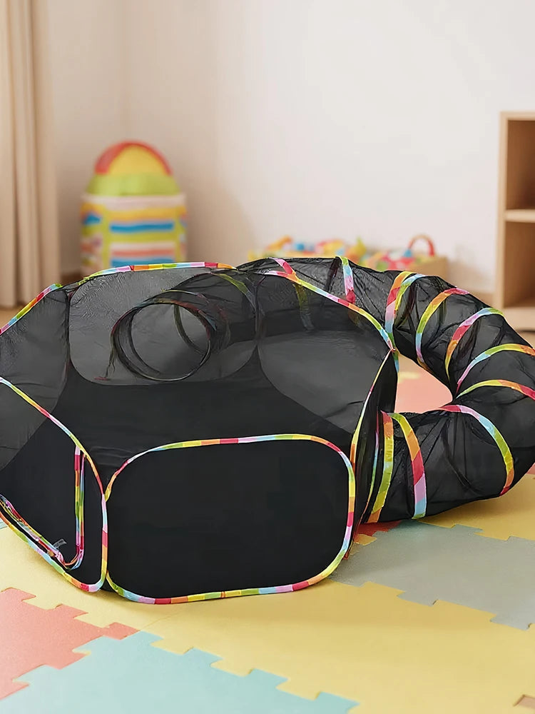 Outdoor Folding Play Tent Tunnel Large Pet Tunnel Cat Enclosures 2-in-1 Big Foldable Pet Playpen for Indoor Cats Puppies Rabbits by PawHaven