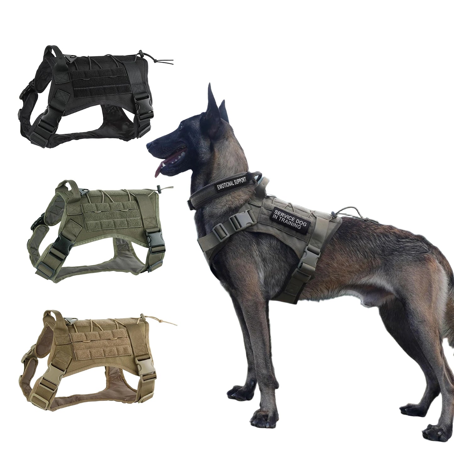 Tactical Dog Harness for Large Pet Harness No-Pull Service Vest Adjustable Military Dog Vest for Training Hunting Walking by PawHaven