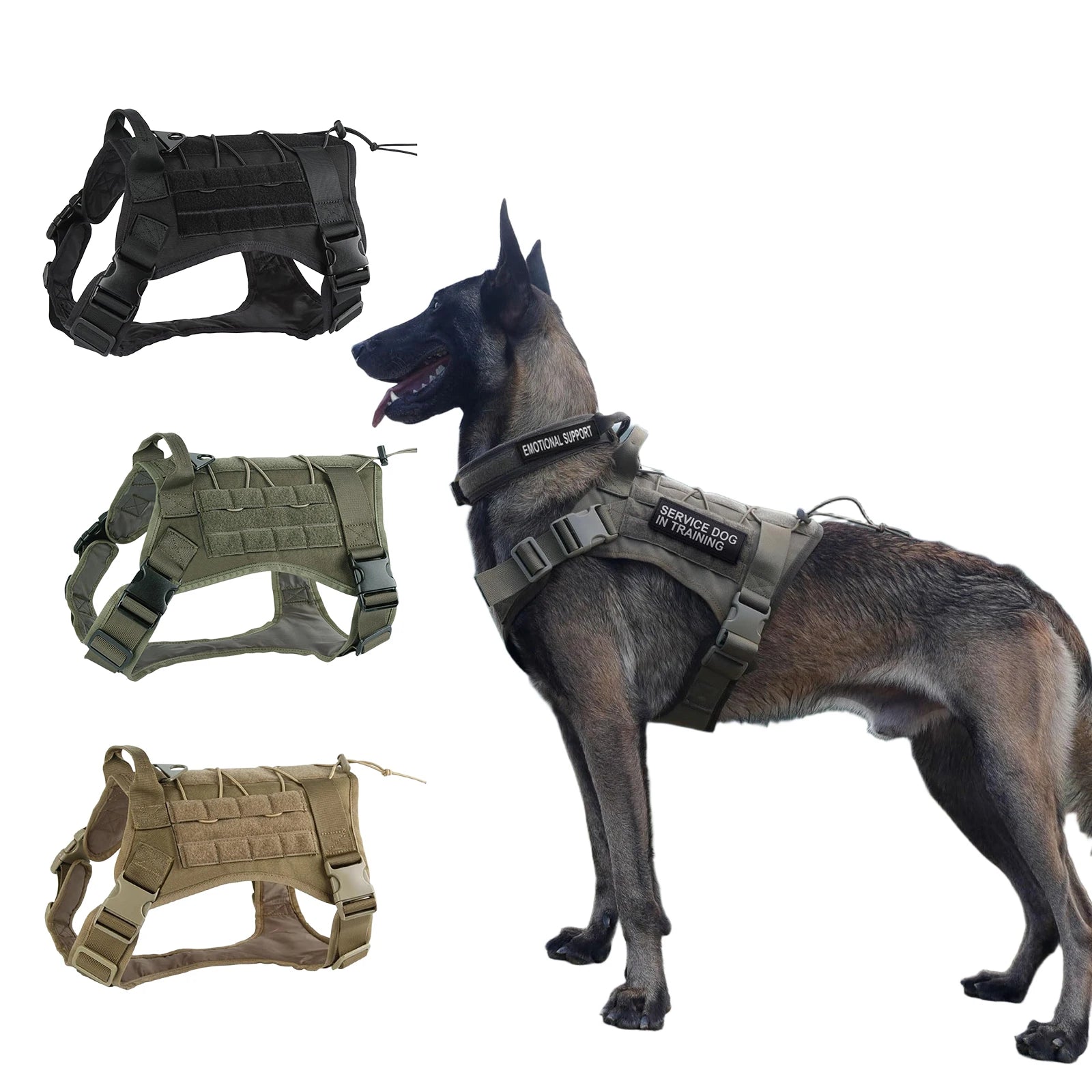 Tactical Dog Harness for Large Pet Harness No-Pull Service Vest Adjustable Military Dog Vest for Training Hunting Walking by PawHaven