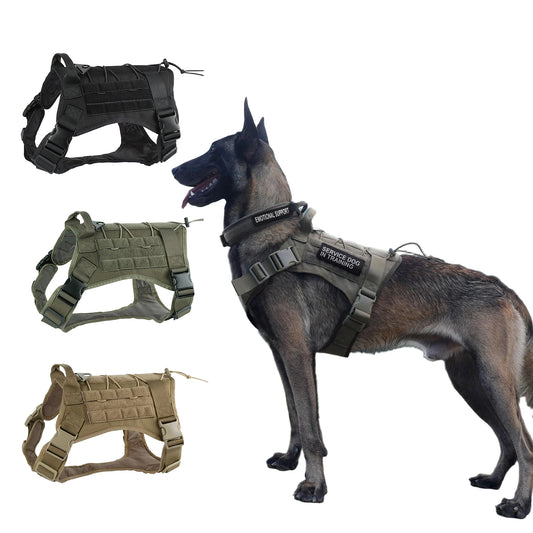 Tactical Dog Harness for Large Pet Harness No-Pull Service Vest Adjustable Military Dog Vest for Training Hunting Walking by PawHaven