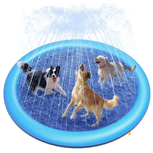 Dog Splash Pad Thick Sprinkler Pool Toy Anti-Slip Outdoor Summer Sprinkler Water Toy for Backyard Fountain Play Mat for Children by PawHaven