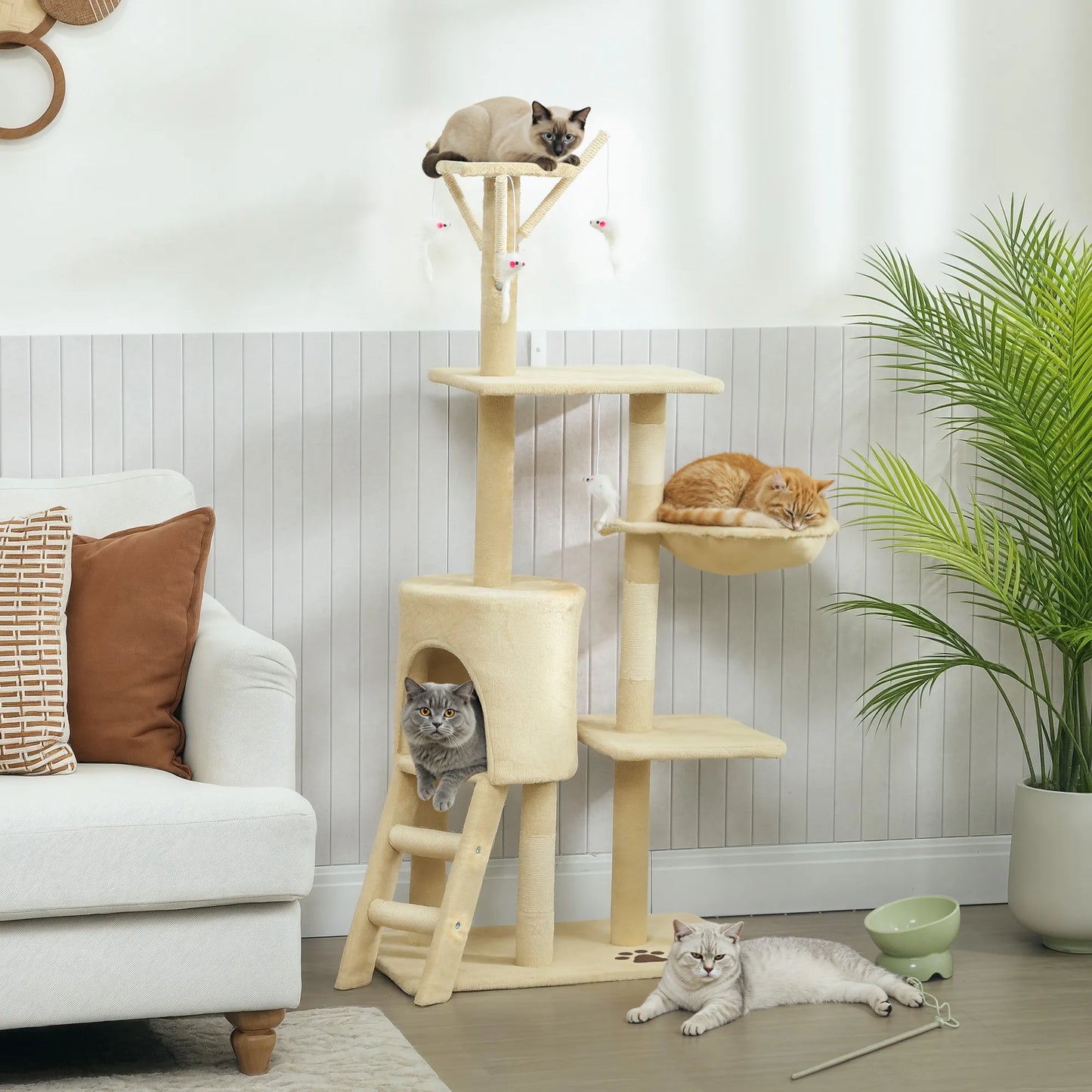 PawHut 3-Tier Cat Tree Keeps Indoor Cats Active by PawHaven