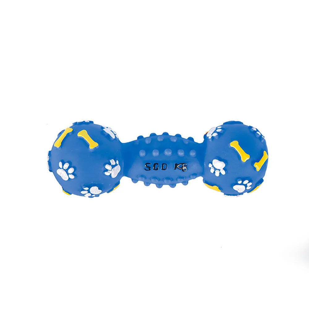 Premium Squeaky Dumbbell Dog Toy For Durable Chew And Fetch by PawHaven