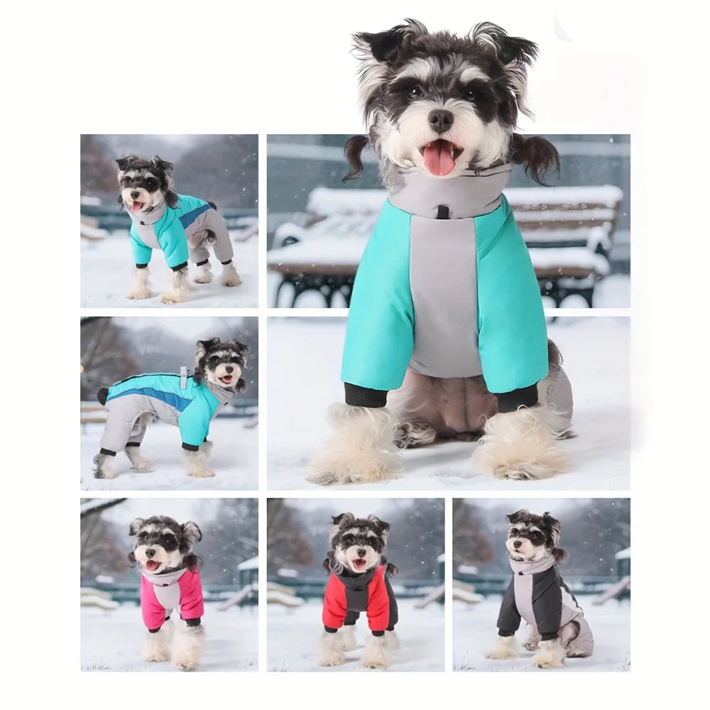 Autumn and winter new dog clothes, four-legged cotton jacket, outdoor reflective leash, thick coat for keeping dogs warm by PawHaven
