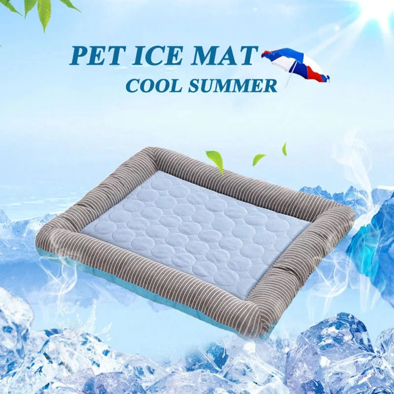 Cooling Pad Bed for Dogs Cats Puppy Kitten Cool Mat Pet Blanket Ice Silk Material Soft for Summer Sleeping Pink Blue Breathable by PawHaven