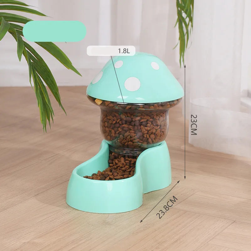 2026 Cute Mushroom Shaped Automatic Cat Feeder Large Capacity Pet Food Storage Container Cat Food Bowl Pet Daily Supplies by PawHaven
