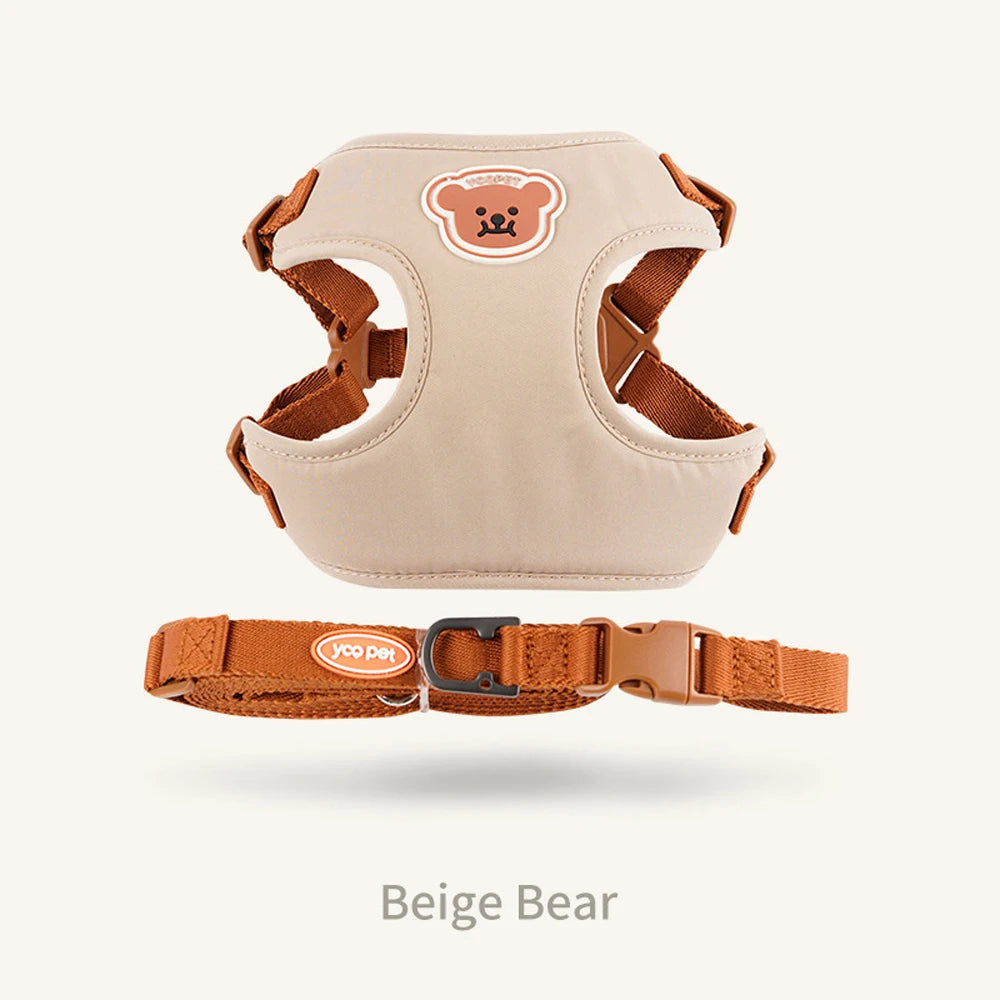 Cute Bear Pet Harness Leash Set Dog Vest Harness Strap Adjustable Breathable Harness for Puppy Cat Dog Supplies by PawHaven