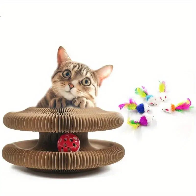 Magic Cat Scratcher with Plush Mouse Toy - Durable, Space-Saving & Versatile Scratching Board, Endless Fun pet products by PawHaven