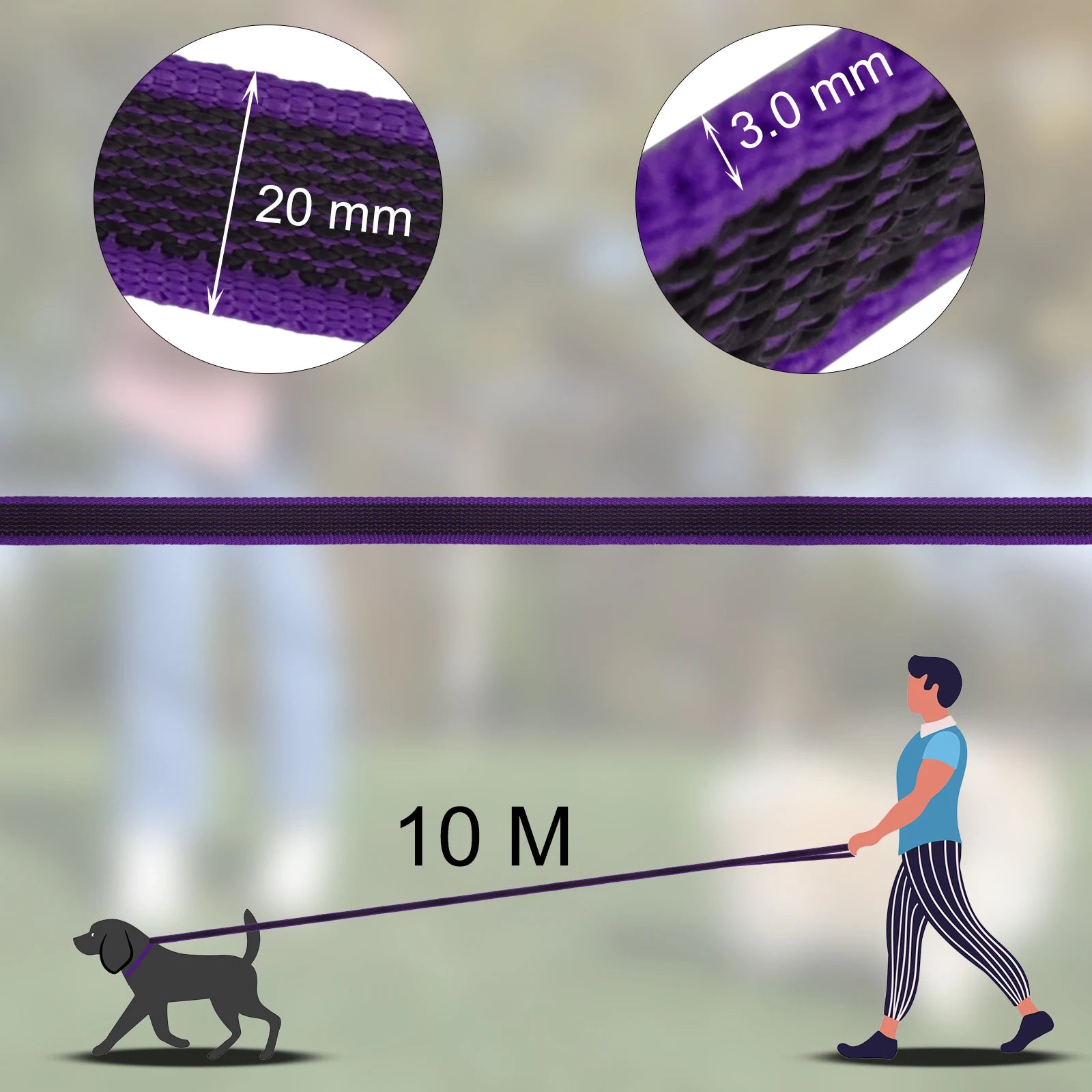 1.5M/2M/5M/3M/15M Medium small Long Dog Leash Latex Silk Easy and Convenient Training Big Dual color dog leash 10 meters by PawHaven
