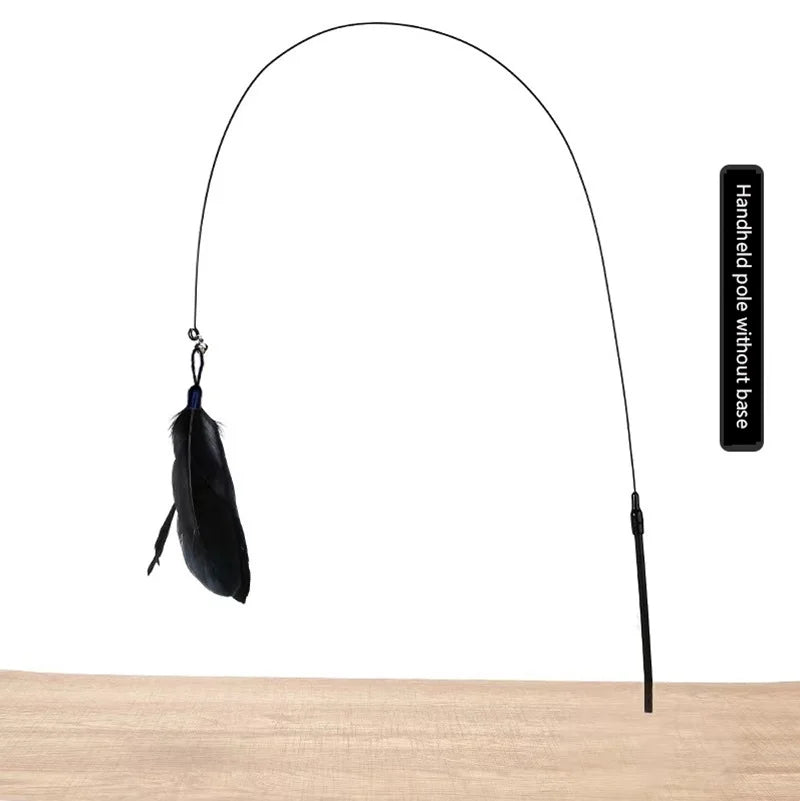 Premium Cat Teaser Wand With Bell And Replaceable Feather by PawHaven