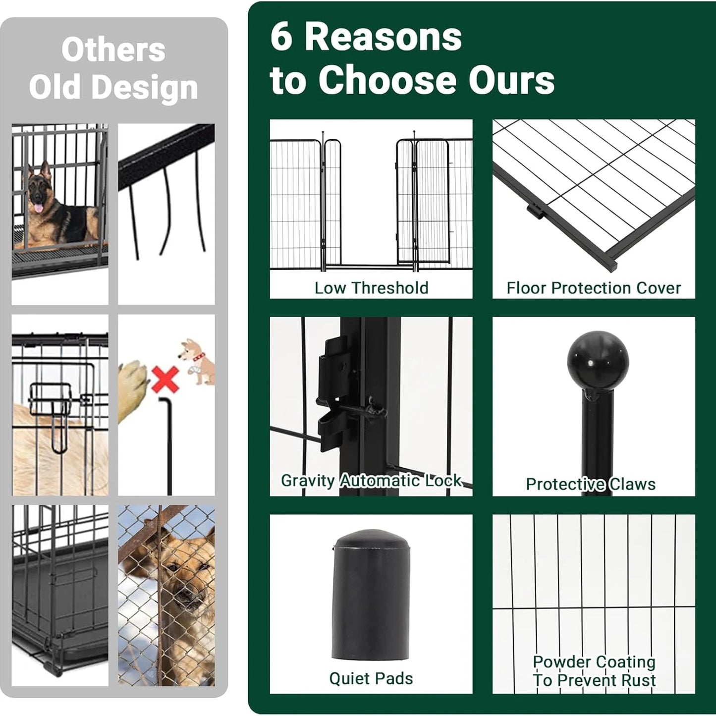Heavy-Duty 8 Panels Dog Playpen Indoor & Outdoor Pet Exercise Pen with Door Rust-Proof Iron Metal Fence Dog Playpen for Puppies by PawHaven