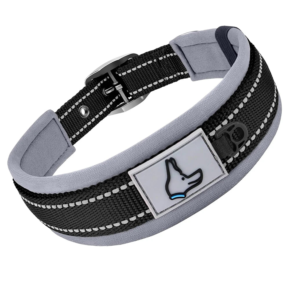 Premium Padded Reflective Dog Collar Adjustable Nylon by PawHaven