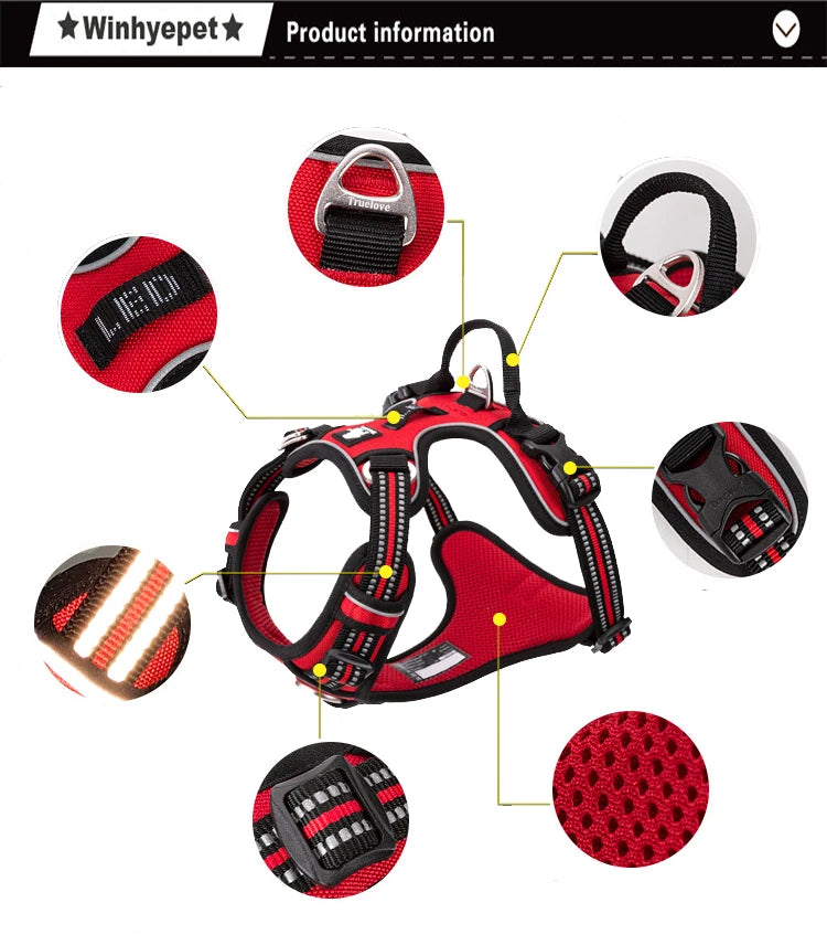Premium Reflective Dog Vest Harness With Nylon Padding by PawHaven